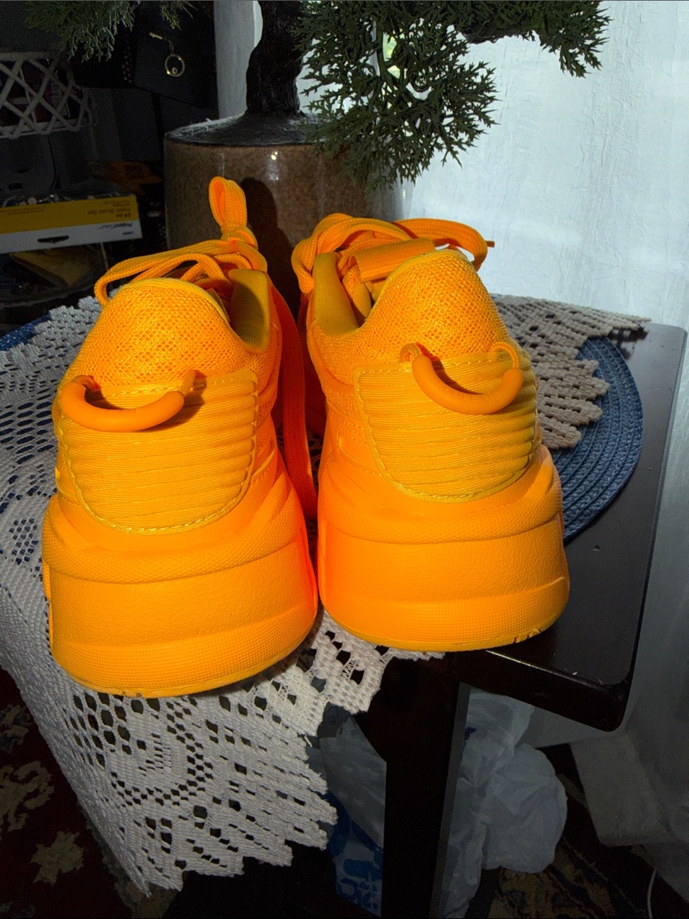 Puma RS Running System Women’s Neon Orange Lace-Up Sneakers- unisex - Picture 5 of 8